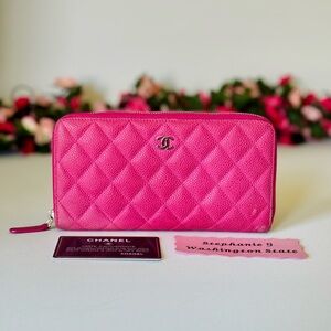 Chanel CC Hot Pink Caviar Long Zipped Wallet 🩷🩷